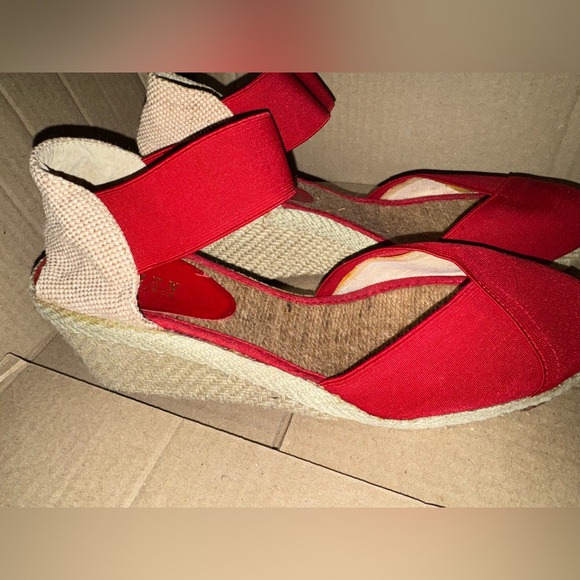 Women's Ralph lauren red wedge sandals - Picture 3 of 6